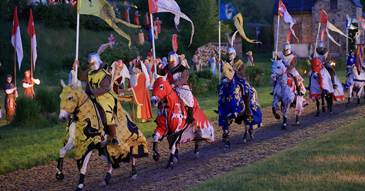 Knights on horseback during Kynren performance 